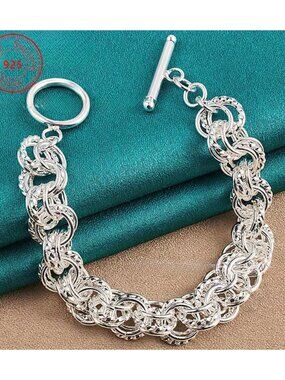 Stylish Silver Bracelet Chain Design in 925 Sterling Silver Twisted-Triple-Ring